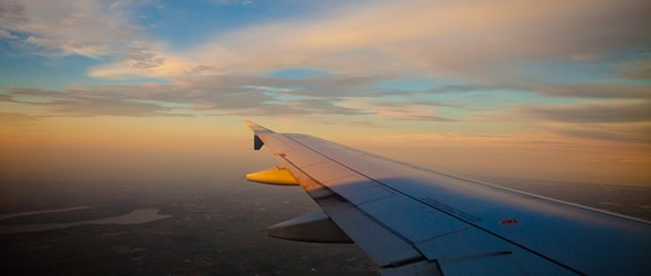 View through airplane window