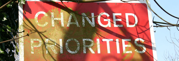 Old "Changed Priorities" sign from the UK